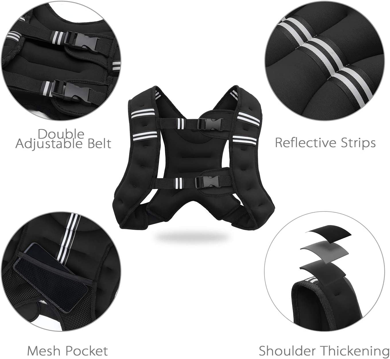 Adjustable Weighted Vest for Strength Training and Fitness - Available in 11Lbs and 18Lbs for Men and Women